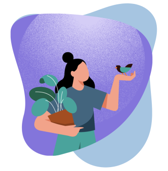 woman flowers and bird